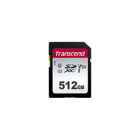 Transcend 300S - Flash memory card - 512 GB - Video Class V30 / UHS-I U3 / Class10 - SDXC UHS-I - 3