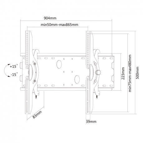 Neomounts by Newstar PLASMA-W200 - Bracket - for flat panel (tilt) - black - screen size: 37"-85" - wall-mountable - 5