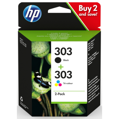 HP 303 - 2-pack - colour (cyan, magenta, yellow), pigmented black - original - ink cartridge - for ENVY Photo 62XX, Photo 71XX, Photo 78XX; ENVY Inspire 72XX, 79XX; Tango - 6