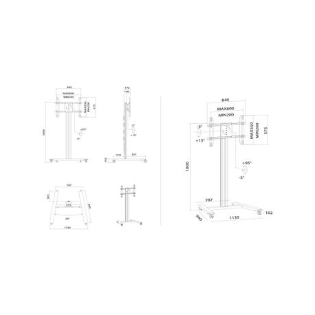 Multibrackets Public Display Stand 180 HD Single - Stand - for flat panel - lockable - aluminium - black - screen size: 55"-80" - mounting interface: up to 800 x 500 mm - 19
