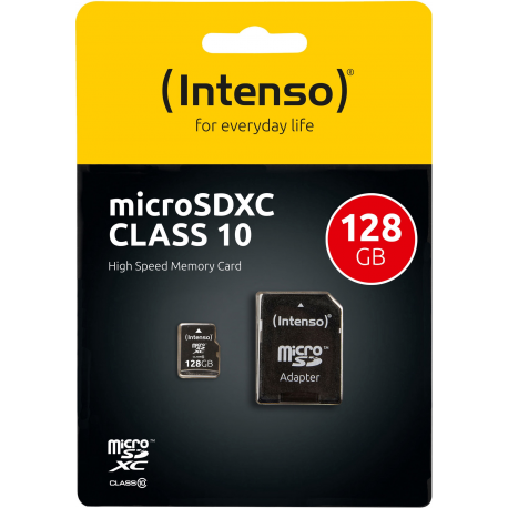 Intenso - Flash memory card (microSDXC to SD adapter included) - 128 GB - Class 10 - microSDXC - 3