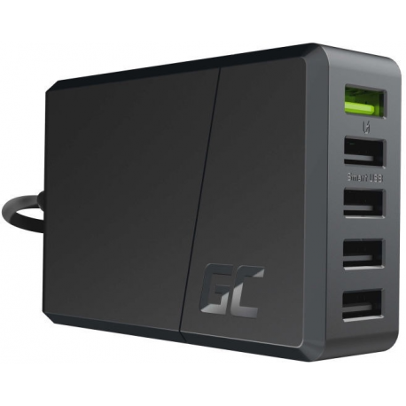 Green Cell ChargeSource 5 - Power adapter - 52 Watt - 2.4 A - QC 3.0 / Fast Charge / Adaptive Fast Charging / GC Ultra Charge / Apple Fast Charge - 5 output connectors (USB) - black - 0