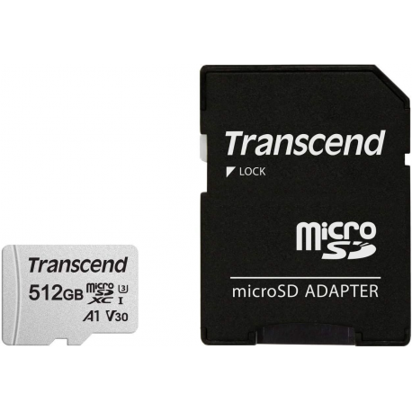 Transcend 300S - Flash memory card (adapter included) - 512 GB - A1 / Video Class V30 / UHS-I U3 / Class10 - microSDXC - 1
