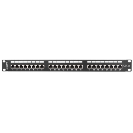 Lanberg PPS5-1024-B - Patch panel - CAT 5e - STP - RJ-45 X 24 - black, RAL 9004 - 1U - 19" - 2