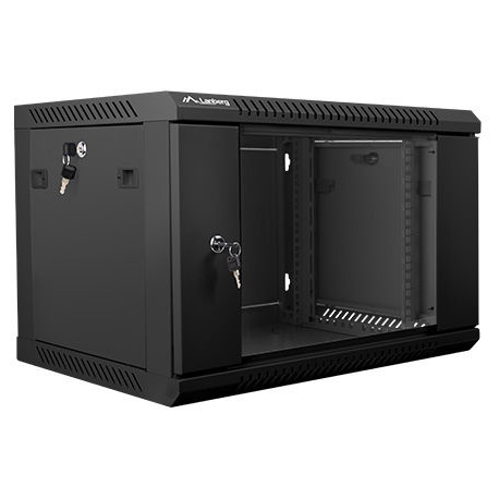Lanberg - Rack cabinet - wall mountable - black, RAL 9004 - 6U - 19" - 2