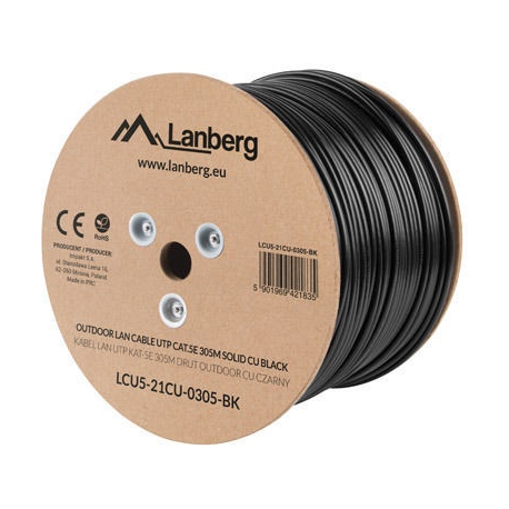 Lanberg - Bulk cable - 305 m - UTP - CAT 5e - outdoor, solid - black - 0