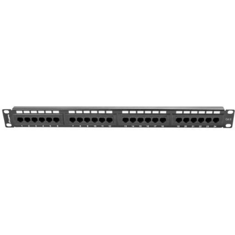 Lanberg PPU6-1024-B - Patch panel - rack mountable - RJ-45 X 24 - black, RAL 9004 - 1U - 19" - 1