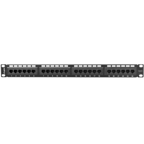 Lanberg PPU6-1024-B - Patch panel - rack mountable - RJ-45 X 24 - black, RAL 9004 - 1U - 19" - 3