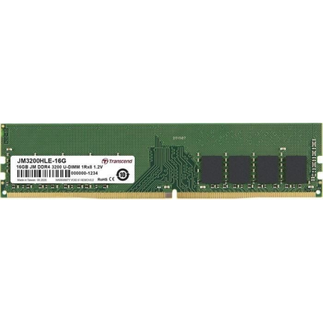 Transcend JetRAM - DDR4 - module - 16 GB - DIMM 288-pin - 3200 MHz  /  PC4-25600 - CL22 - 1.2 V - unbuffered - non-ECC - 0
