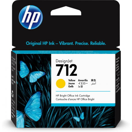 HP 712 - 29 ml - yellow - original - DesignJet - ink cartridge - for DesignJet Studio, T210, T230, T250, T630, T650 - 0