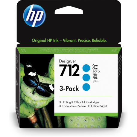 HP 712 - 3-pack - 29 ml - cyan - original - DesignJet - ink cartridge - for DesignJet Studio, T210, T230, T250, T630, T650 - 0