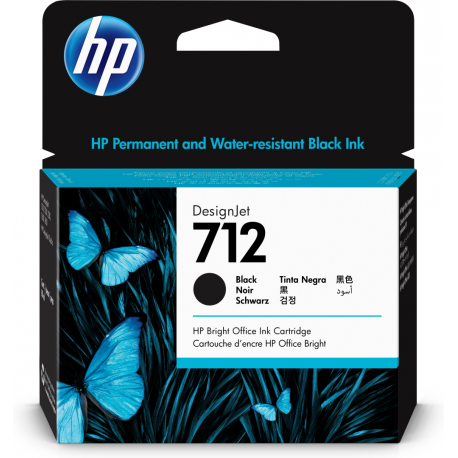 HP 712 - 80 ml - black - original - DesignJet - ink cartridge - for DesignJet Studio, T210, T230, T250, T630, T650 - 0