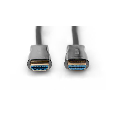 DIGITUS - Premium High Speed HDMI with Ethernet cable - HDMI male to HDMI male - 15 m - double shielded - black - 4K support, hybrid active optical cable - 1