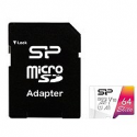 SILICON POWER Elite - Flash memory card (microSDXC to SD adapter included) - 64 GB - A1  /  Video Class V10  /  UHS-I U1  /  Class10 - microSDXC UHS-I