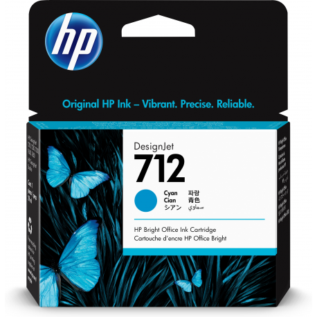 HP 712 - 29 ml - cyan - original - DesignJet - ink cartridge - for DesignJet Studio, T210, T230, T250, T630, T650 - 2