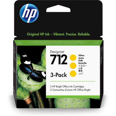 HP 712 - 3-pack - 29 ml - yellow - original - DesignJet - ink cartridge - for DesignJet Studio, T210, T230, T250, T630, T650 - 1