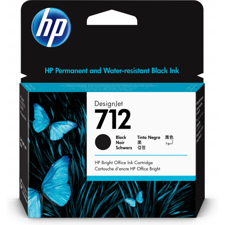 HP 712 - 80 ml - black - original - DesignJet - ink cartridge - for DesignJet Studio, T210, T230, T250, T630, T650 - 2