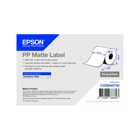 Epson - Matte - Roll (5.1 cm x 29 m) 1 roll(s) label paper - for ColorWorks CW-C4000E (BK), CW-C4000E (MK) - 0