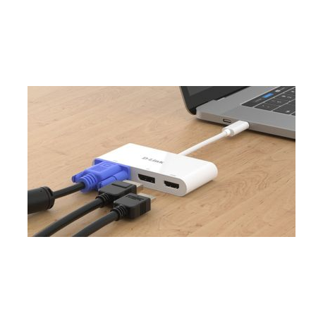 D-Link DUB-V310 - Adapter - USB-C male to HD-15 (VGA), HDMI, DisplayPort female - 11 cm - 4K support - 3