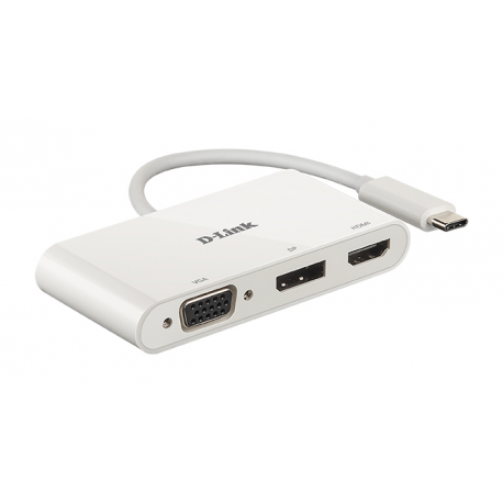 D-Link DUB-V310 - Adapter - USB-C male to HD-15 (VGA), HDMI, DisplayPort female - 11 cm - 4K support - 8