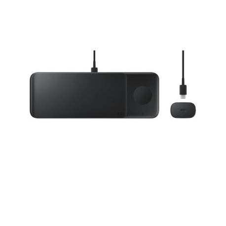 Samsung Wireless Charger Trio EP-P6300 - Wireless charging pad + AC power adapter - Fast Charge - black - for Galaxy Buds Live, Buds+, Note20, S20, S20 5G, S20+ 5G, Watch 3, Z Flip 5G, Z Fold2 5G - 6