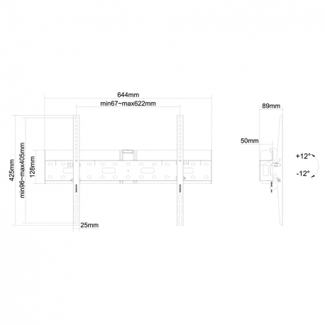 Neomounts by Newstar LFD-W2640MP - Bracket - for LCD display (tilt) - black - screen size: 37"-75" - wall-mountable - 1