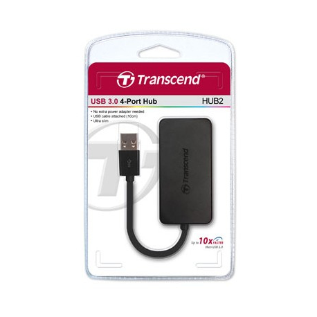 Transcend HUB2 - Hub - 4 x SuperSpeed USB 3.0 - desktop - 9