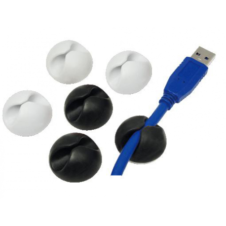 LogiLink - Cable organizer - black - with 3 white cable organisers (pack of 3) - 2