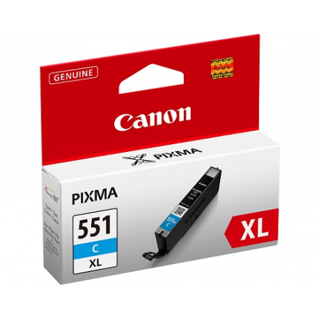 Canon CLI-551C XL - 11 ml - High Yield - cyan - original - ink tank - for PIXMA iP8750, iX6850, MG5550, MG5650, MG5655, MG6450, MG6650, MG7150, MG7550, MX725, MX925 - 1