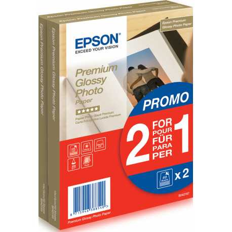 Epson Premium Glossy Photo Paper BOGOF - Glossy - 100 x 150 mm - 255 g / m² - 40 sheet(s) photo paper (pack of 2) - for EcoTank ET-2650, 2750, 2751, 2756, 2850, 2851, 2856, 4750, 4850 - 2