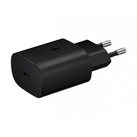 Samsung EP-TA800 - Power adapter - 25 Watt - 3 A - SFC (USB-C) - black - for Galaxy A20, A50, A70, A8s, M30, M40, Note10, S20, S20 5G, S20+ 5G, Z Flip, Z Flip 5G - 12