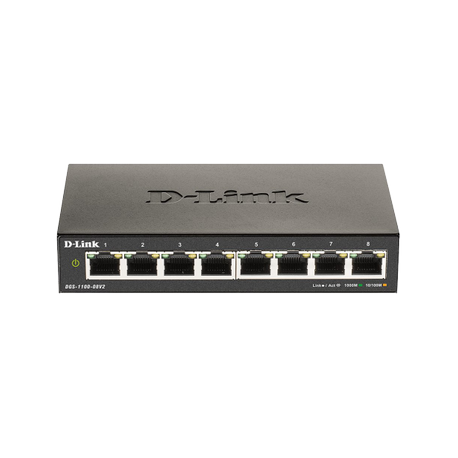 D-Link DGS 1100-08V2 - Switch - smart - 8 x 10 / 100 / 1000 - desktop - AC 100 / 240 V - 0