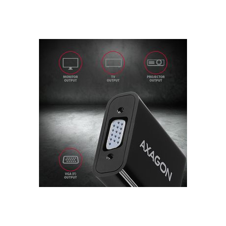 AXAGON - Video interface converter - HDMI (M) to HD-15 (VGA), stereo mini jack (F) - 17 cm - 1920 x 1200 (WUXGA) support, active converter - 4