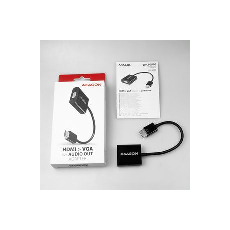 AXAGON - Video interface converter - HDMI (M) to HD-15 (VGA), stereo mini jack (F) - 17 cm - 1920 x 1200 (WUXGA) support, active converter - 7