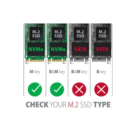 AXAGON EEM2-UG2 - Storage enclosure - M.2 - M.2 NVMe Card / PCIe (NVMe) - USB 3.2 (Gen 2) - 15