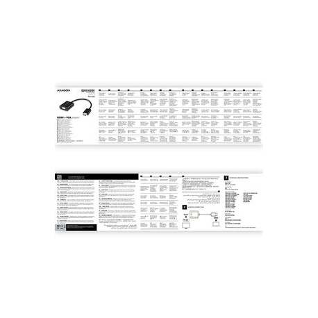 AXAGON - Video interface converter - HDMI (M) to HD-15 (VGA) (F) - 17 cm - 1920 x 1200 (WUXGA) support, active converter - 8