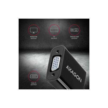 AXAGON - Video interface converter - HDMI (M) to HD-15 (VGA) (F) - 17 cm - 1920 x 1200 (WUXGA) support, active converter - 9