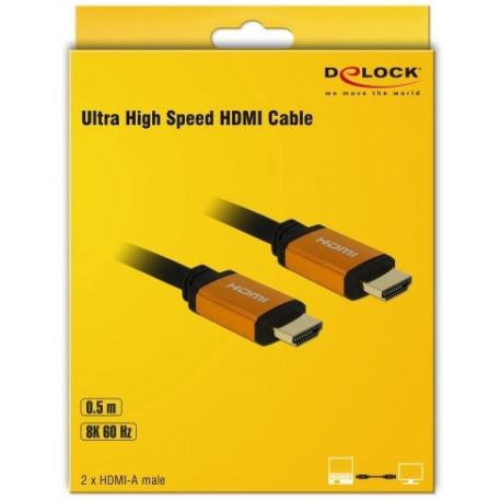 Delock - HDMI cable - HDMI male to HDMI male - 2 m - triple shielded - black, gold - 8K support - 1
