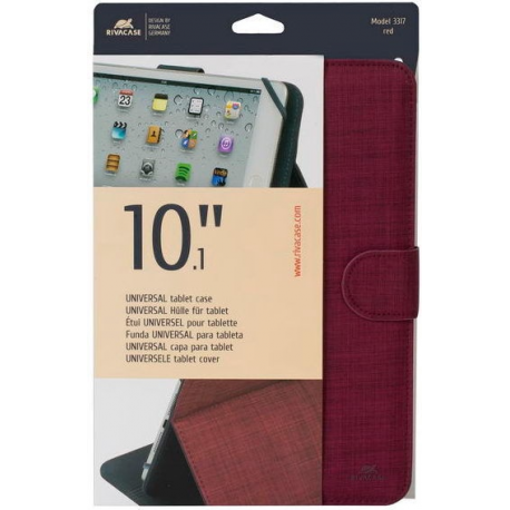 Riva Case Biscayne 3317 Universal - Flip cover for tablet - polyester - red - 10.1" - 10