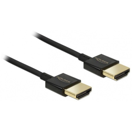 Delock Slim Premium - HDMI cable with Ethernet - HDMI male to HDMI male - 4.5 m - triple shielded twisted pair - black - 4K support - 2