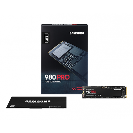 Samsung 980 PRO MZ-V8P2T0BW - SSD - encrypted - 2 TB - internal - M.2 2280 - PCIe 4.0 x4 (NVMe) - buffer: 2 GB - 256-bit AES - TCG Opal Encryption - 15