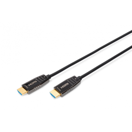DIGITUS - HDMI cable with Ethernet - HDMI plug to HDMI plug - 10 m - shielded hybrid copper / fibre optic - black - Active Optical Cable (AOC), 8K UHD (7680 x 4320) support - 3