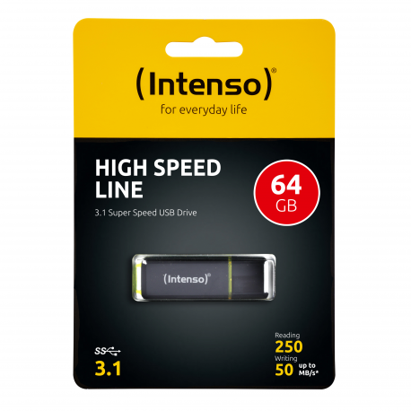 Intenso High Speed Line - USB flash drive - 64 GB - USB 3.1 - black, yellow - 3