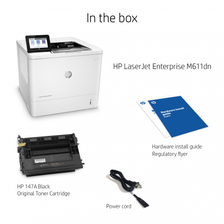 HP LaserJet Enterprise M611dn - Printer - B/W - Duplex - laser - A4/Legal - 1200 x 1200 dpi - up to 61 ppm - capacity: 650 sheets - USB 2.0, Gigabit LAN, USB 2.0 host - 21