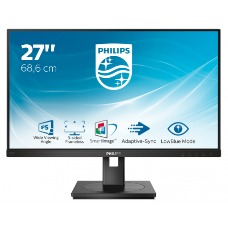 Philips S-line 272S1AE - LED monitor - 27" - 1920 x 1080 Full HD (1080p) @ 75 Hz - IPS - 250 cd/m² - 1000:1 - 4 ms - HDMI, DVI-D, VGA, DisplayPort - speakers - black texture - 9