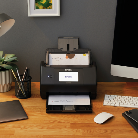 Epson WorkForce ES-580W - Document scanner - Contact Image Sensor (CIS) - Duplex - 215.9 x 6096 mm - 600 dpi x 600 dpi - up to 35 ppm (mono)  /  up to 35 ppm (colour) - ADF (100 sheets) - up to 4000 scans per day - USB 3.0, Wi-Fi(ac) - 21