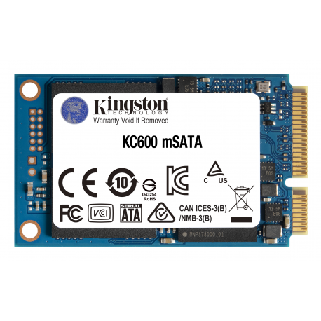 Kingston KC600 - Solid state drive - encrypted - 512 GB - internal - mSATA - SATA 6Gb/s - 256-bit AES - Self-Encrypting Drive (SED), TCG Opal Encryption - 2
