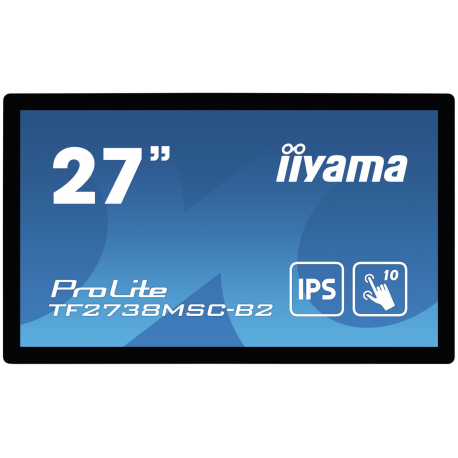 iiyama ProLite TF2738MSC-B2 - LED monitor - 27" - open frame - touchscreen - 1920 x 1080 Full HD (1080p) @ 60 Hz - A-MVA+ - 300 cd / m² - 3000:1 - 5 ms - HDMI, DVI, DisplayPort - speakers - black - 0