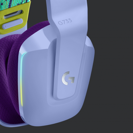 Logitech G G733 LIGHTSPEED Wireless RGB Gaming Headset - Headset - full size - 2.4 GHz - wireless - lilac - 9