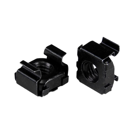 StarTech.com 10-32 Cage Nuts - 50 Pack - Rack Mount Clip Nuts - For Square Hole Server Rack - Black (CABCAGENUTS1032) - Cage nuts - black (pack of 50) - for P / N: 2POSTRACK42, 4POSTRACK12U, 4POSTRACK25U, 4POSTRACK42, RK1219WALHMR, RK1219WALHR - 0